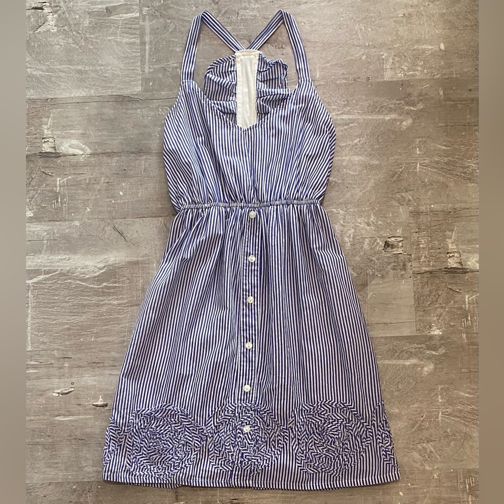 Judith March Blue and White Striped Halter Dress